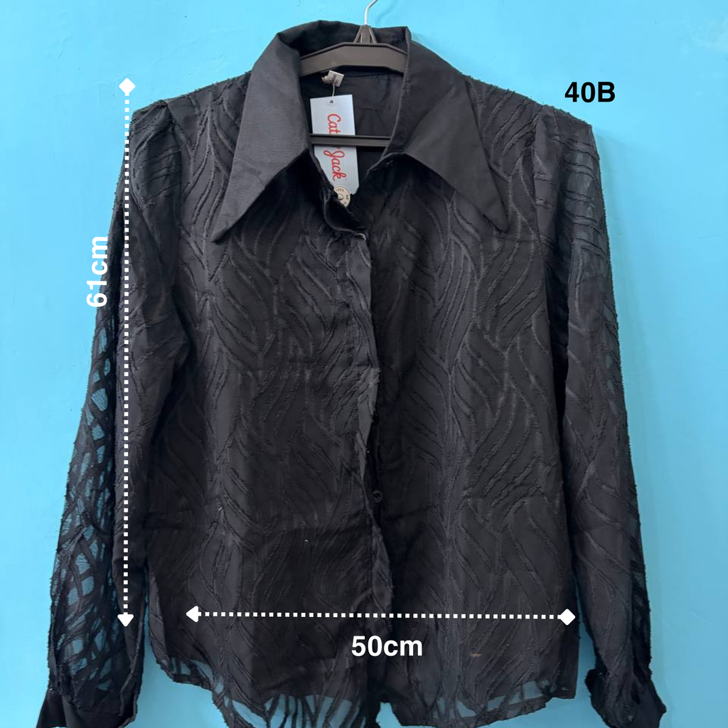 Black Textured Mesh Shirt (M)