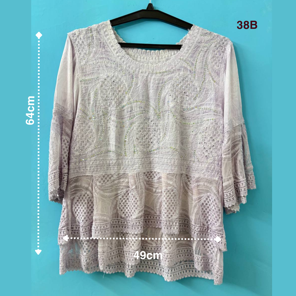 Lavender Embroidered Lace Top (M)