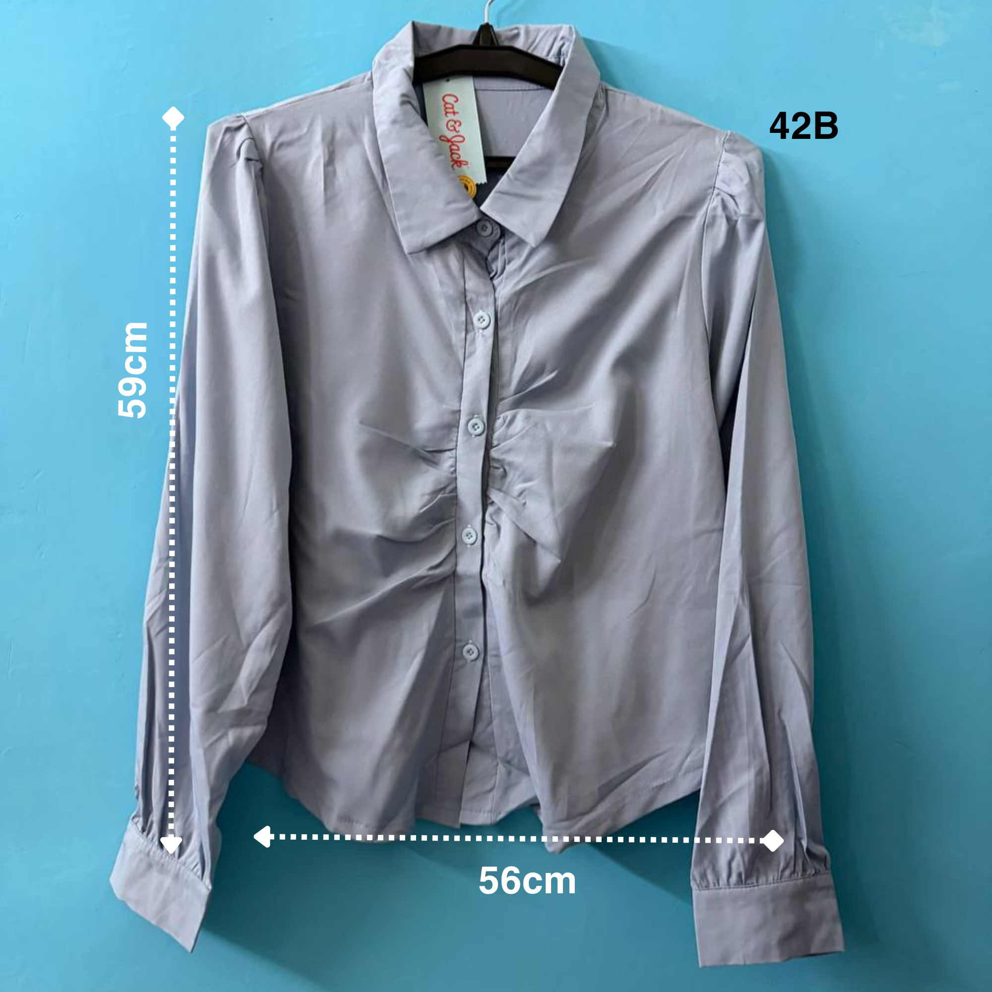 Light Blue Ruched Front Shirt (M)