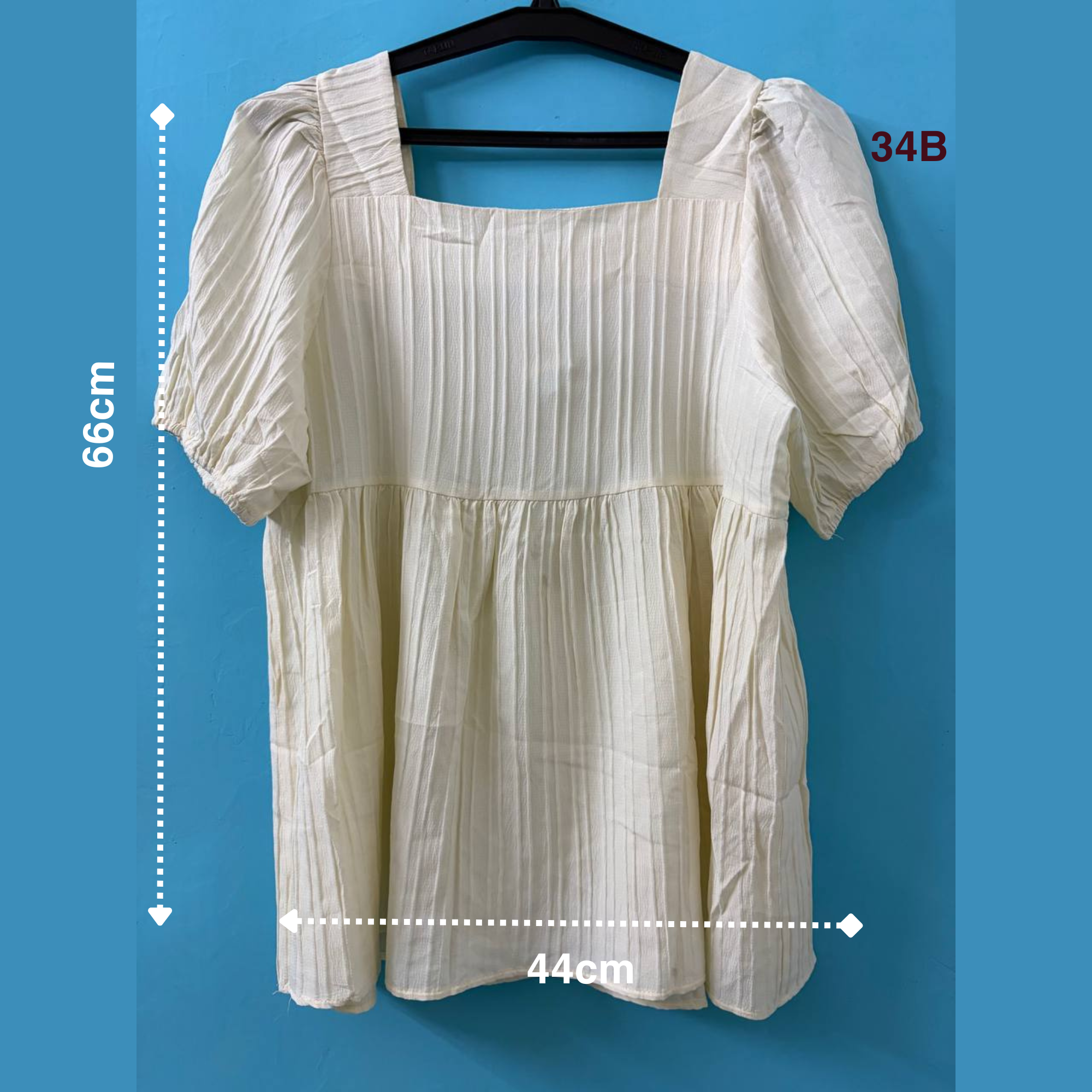 Cream Square-Neck Puff Sleeve Top (M)