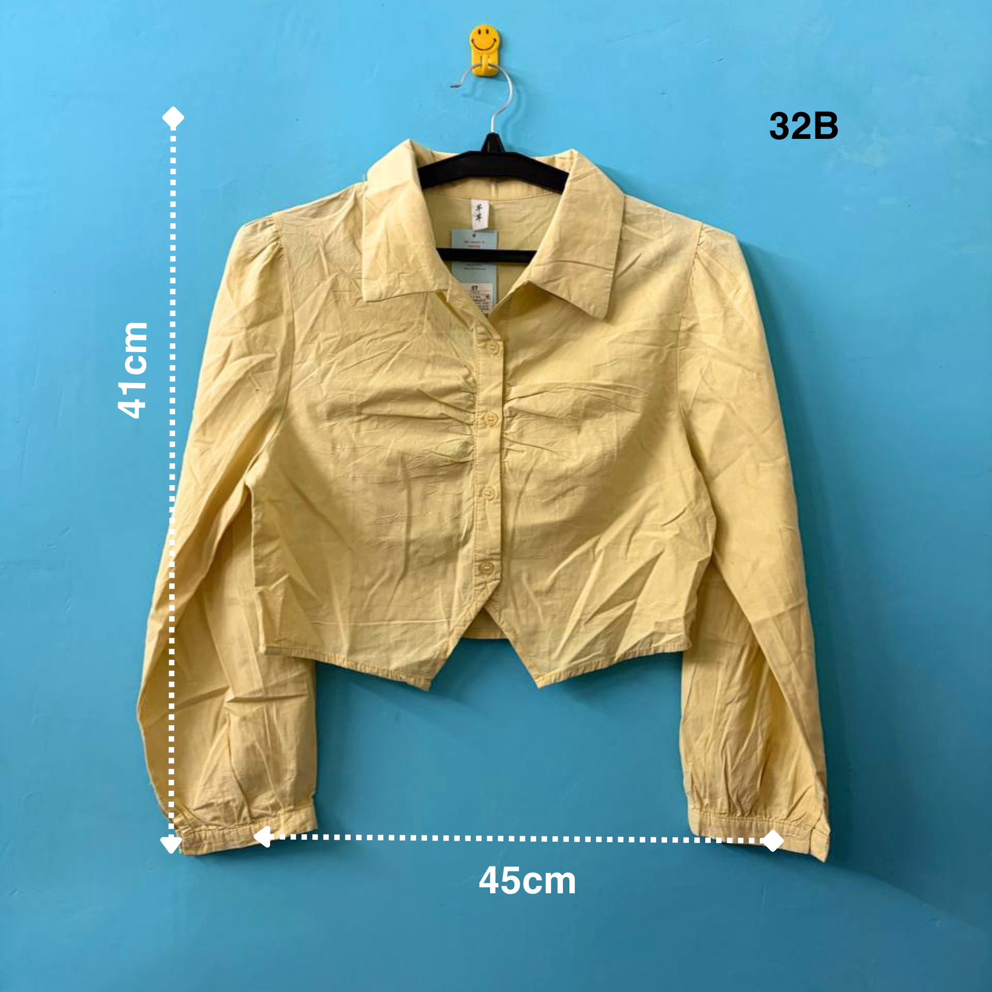 Yellow Cropped Ruched Front Shirt (S)