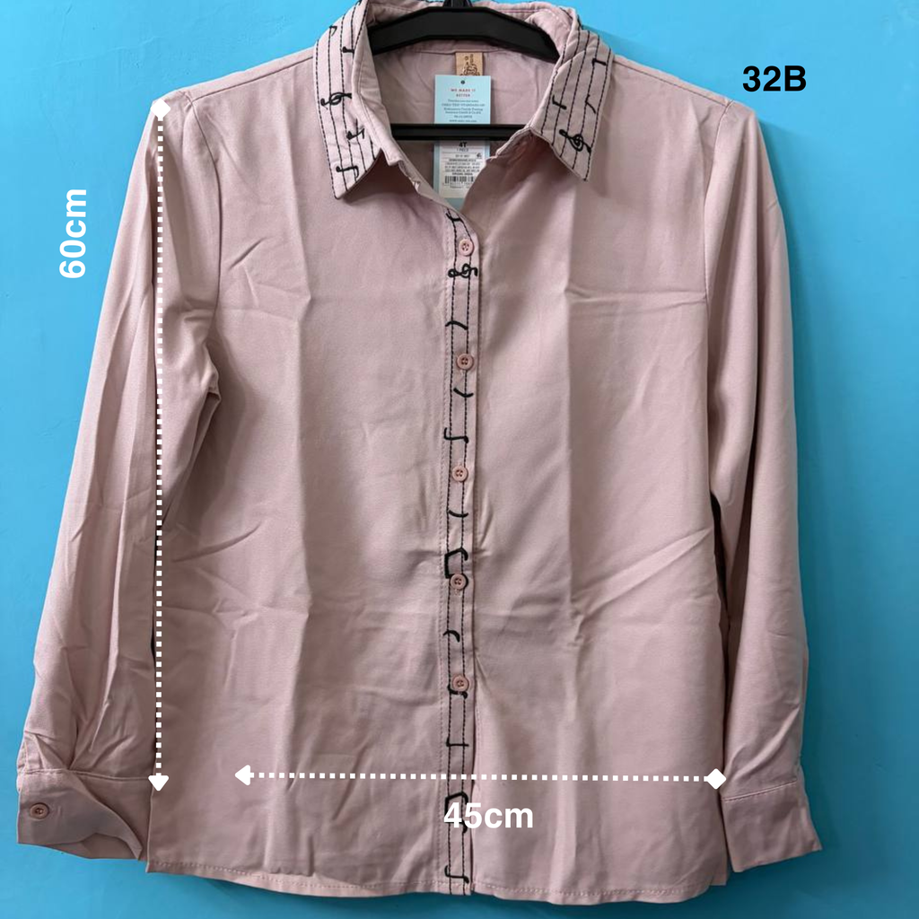 Dusty Pink Embroidered Collar Shirt (S)