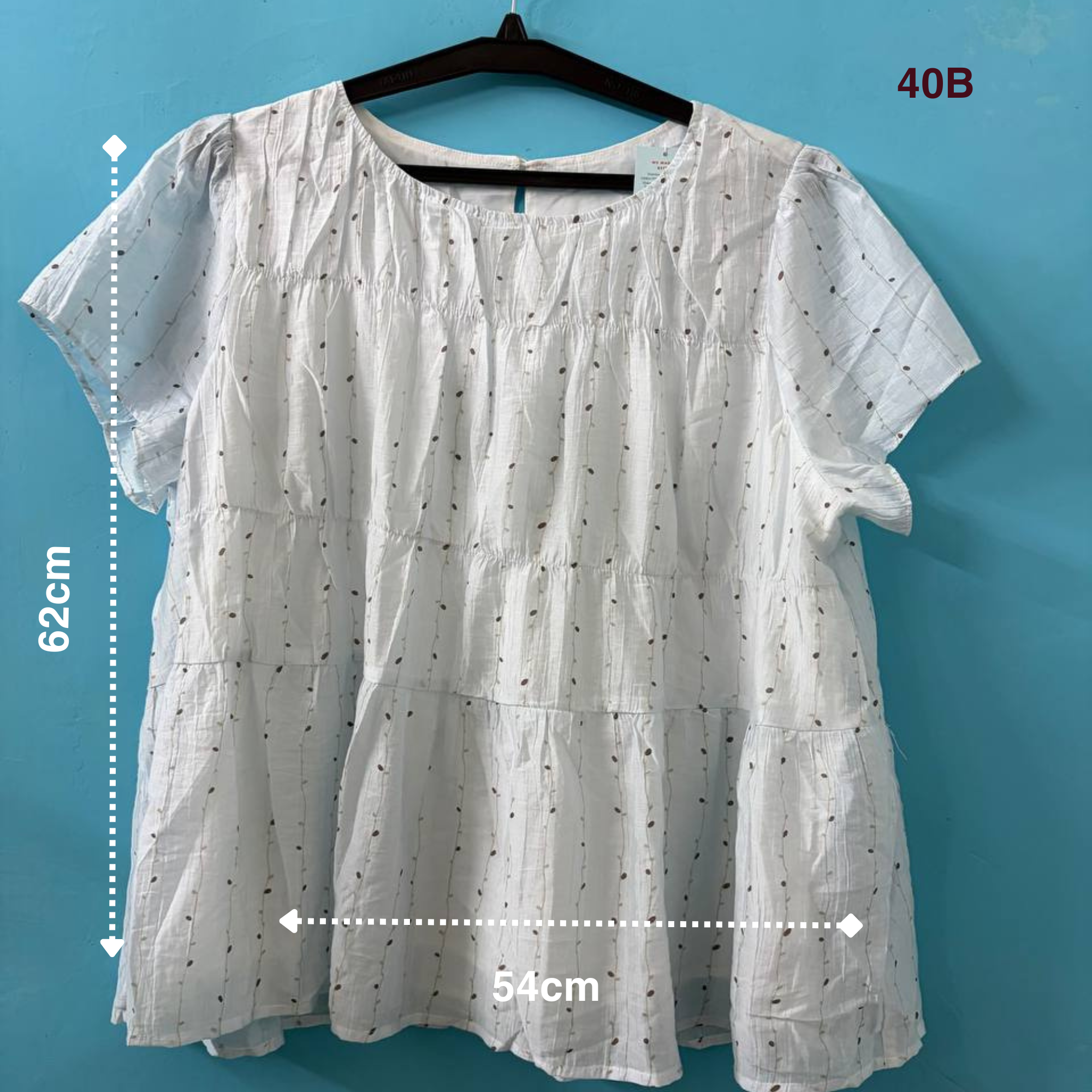 White Printed Tiered Top (L)