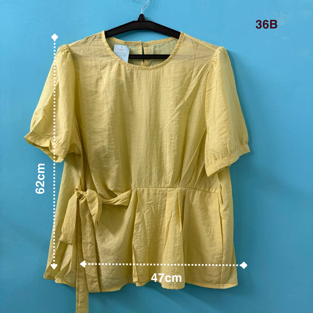 Yellow Side-Tie Peplum Top (M)