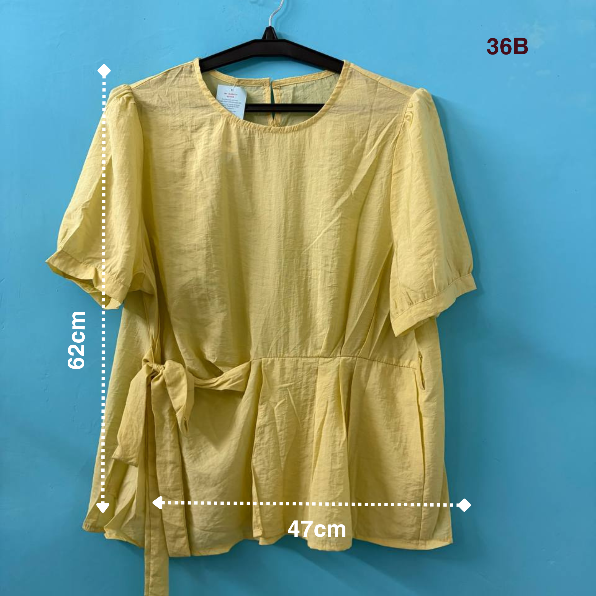 Yellow Side-Tie Peplum Top (M)