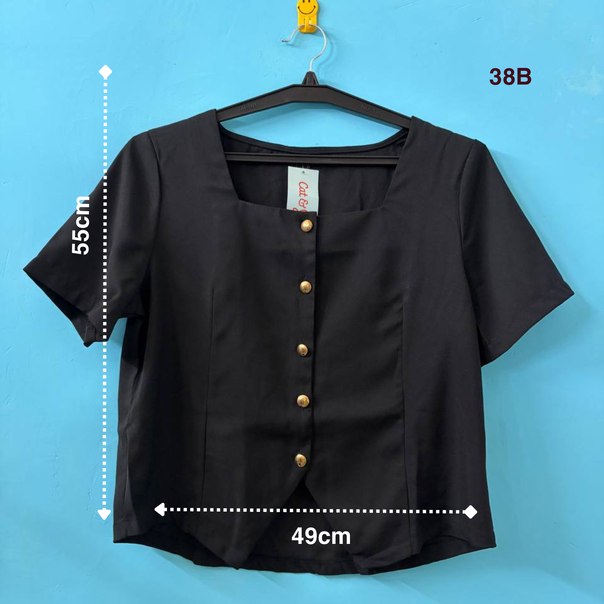 Black Formal Square-Neck Top (M)