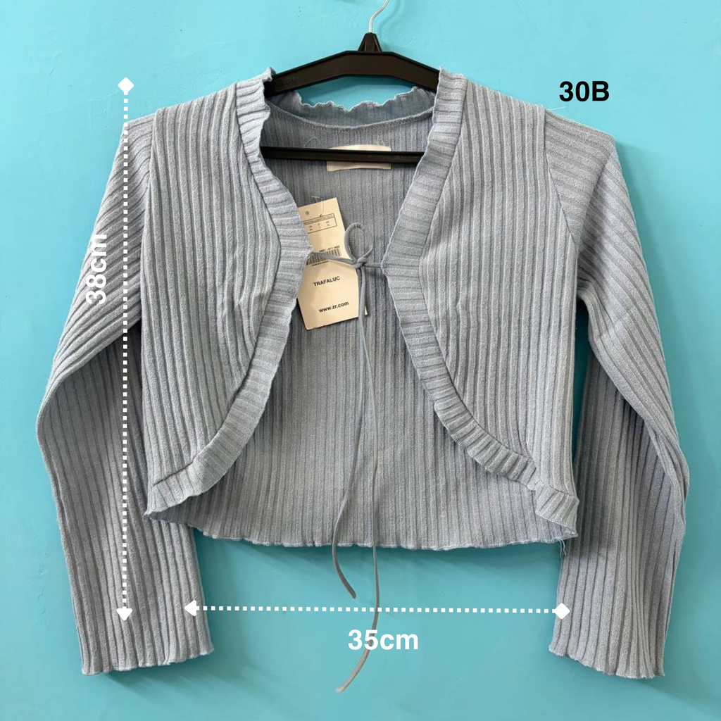 Blue Ribbed Tie-Front jacket (S)