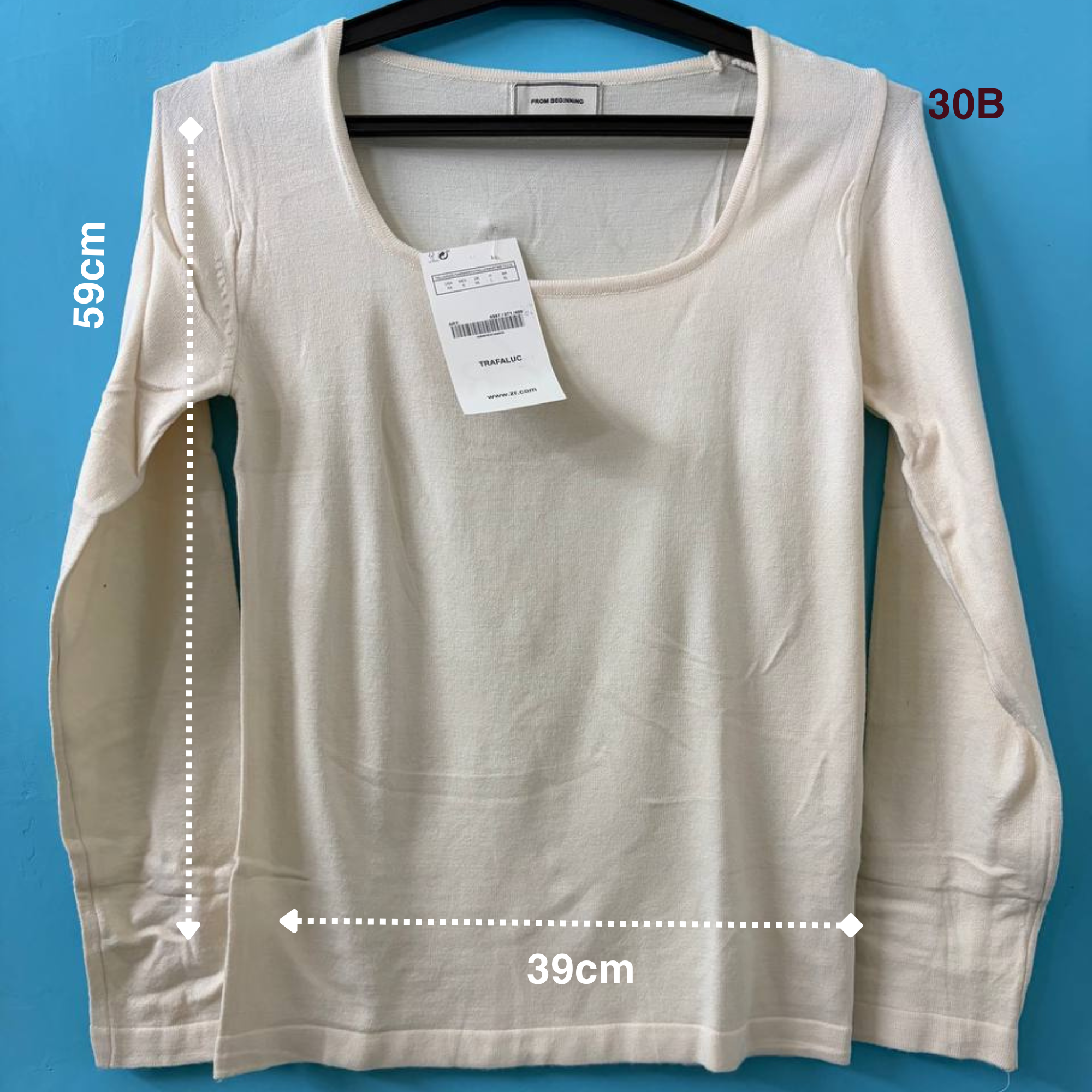 Off-White Long Sleeve Body Fitted Top (M)