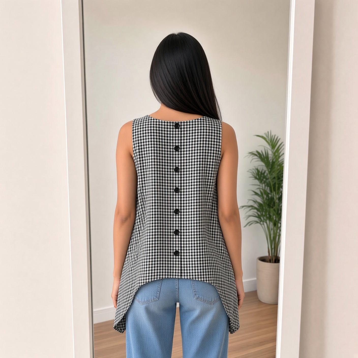 Checks Sleeveless Tunic (XXL)