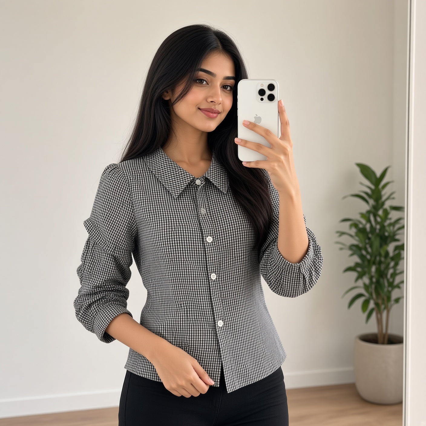 Black & White Checks Shirt (M)
