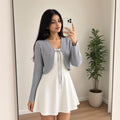 Blue Ribbed Tie-Front jacket (S)