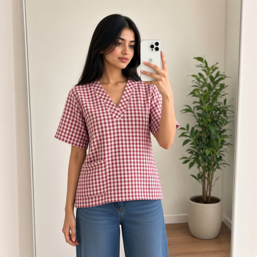 Pink V-Neck Top (L)