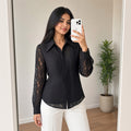 Black Textured Mesh Shirt (M)