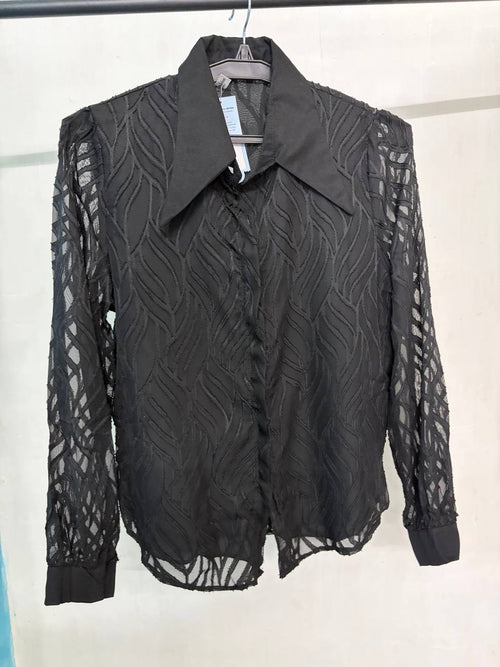 Black Textured Mesh Shirt (M)