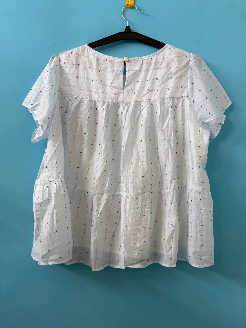 White Printed Tiered Top (L)