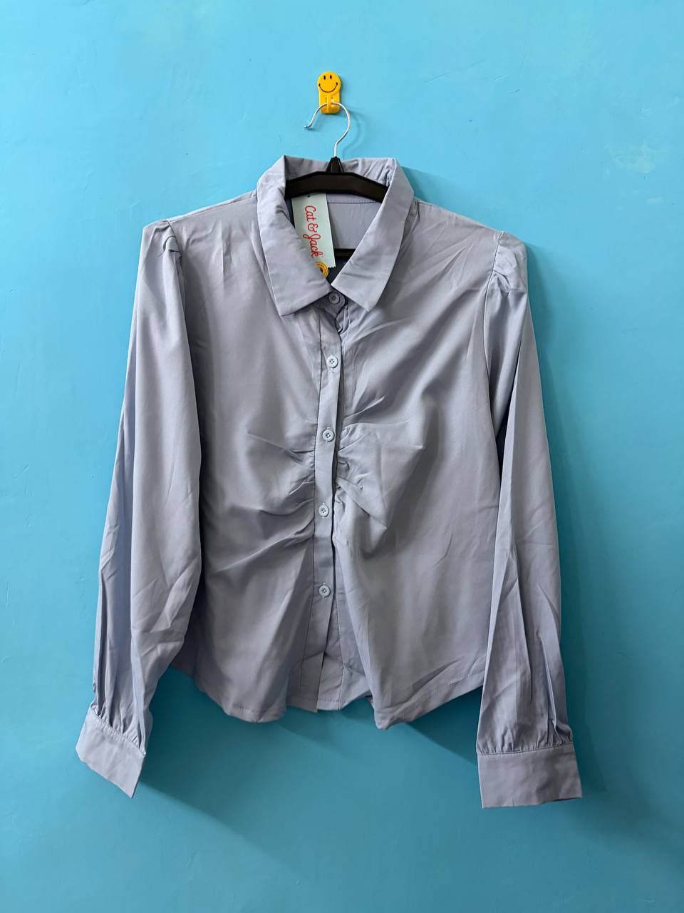 Light Blue Ruched Front Shirt (M)