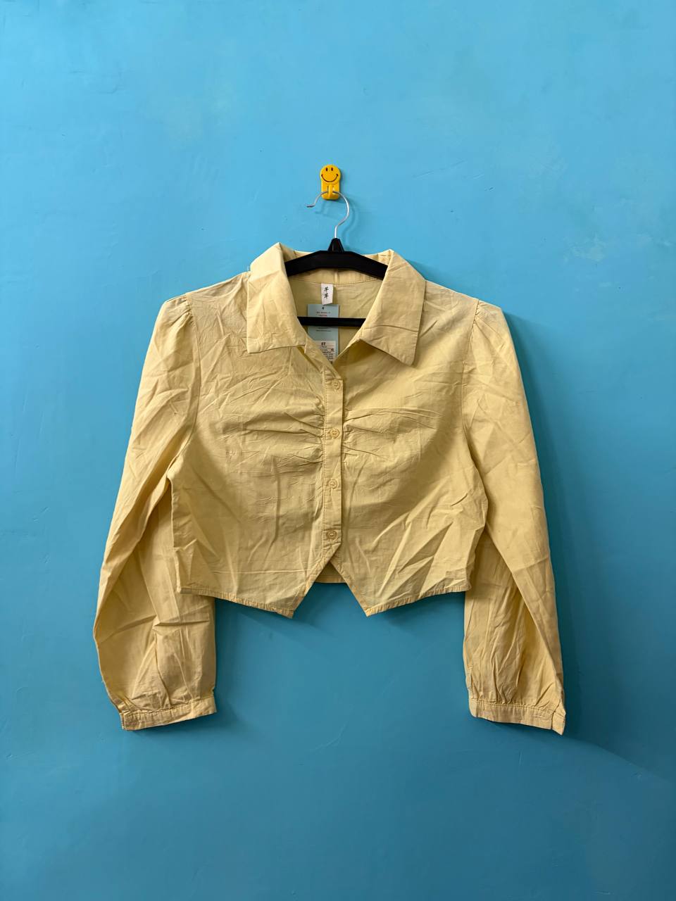 Yellow Cropped Ruched Front Shirt (S)