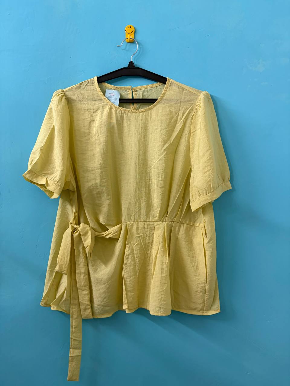 Yellow Side-Tie Peplum Top (M)