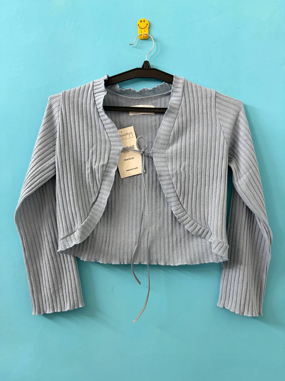 Blue Ribbed Tie-Front jacket (S)